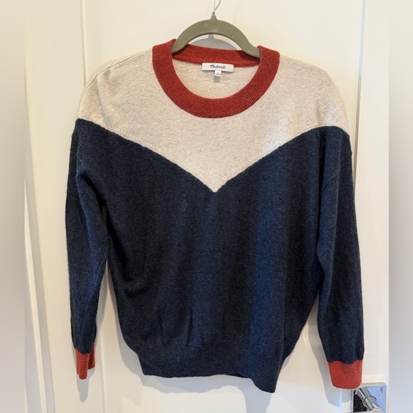 Madewell Sweaters - Madewell Colorblock Yoke Pullover
Sweater Red and Navy Accents size S